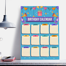 Birthday Year Planner Calendar Full Year Planning Home Planner Wall Chart A5-A1