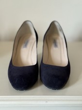 LK Bennett London Navy Suede Wedge Shoes, Size 5 (38)