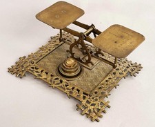 STUNNING ANTIQUE ORNATE BRASS POSTAL LETTER BALANCE SCALES - VICTORIAN