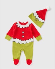 Grinch baby red sleepsuit - grinch,