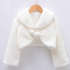 New Princess Wedding Flower Girl Bolero Soft Faux Fur Shrug Jacket Kids Clothes