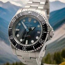 Mens POSEIDON Blue 'Sea Dweller' Divers Watch 20ATM WR SEIKO TMI NH35 Auto. Movt