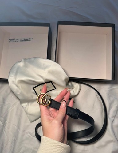 Thin gucci belt black and - belt.,