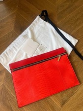 Victoria Beckham red leather python clutch bag