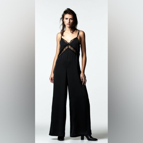 Zara satin lace - leg, black