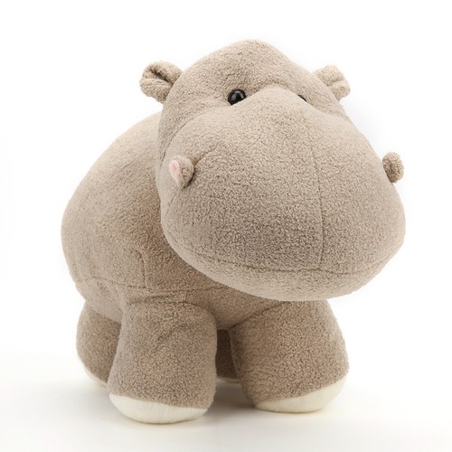 Large beige plush hippo - beige,