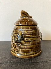 Vintage Collectable Small Skep Style Ceramic Honey Pot