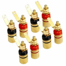 8x Speaker Binding Posts Terminals Connectors 4mm Socket Banana Plug Gold Plated