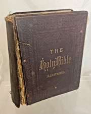 Antique Large Illustrated The Holy Bible Circa 1866 Cassell Petter and Galpin
