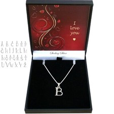 Letter Necklace in 925 Silver in I love You Gift Box, Romantic Gift, Initial