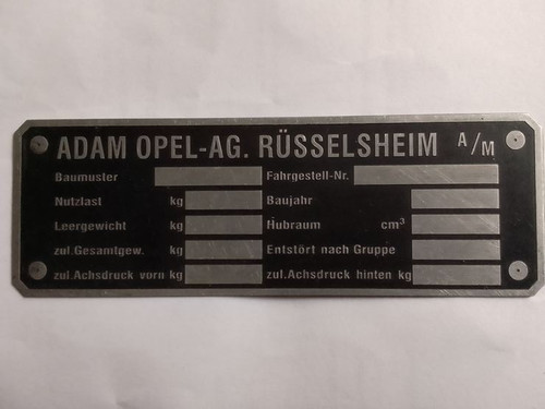 Type plate adam opel - plate,