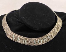Vintage Zoe Coste NEW YORK Light Blue Rhinestone Collar Necklace