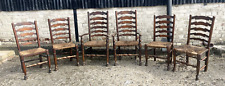 RARE SET OF 6 ANTIQUE LADDERBACK CHAIRS ROBUST BUT IN NEED OF TLC (579A)