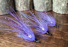  3 X All Purple Shrimp Salmon Flies Black Osprey Doubles size10