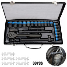 Heavy Duty 1/2" Ratchet Wrench Socket Set 8-32mm Metric Extension Bar Metal Case