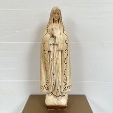 Virgin Mary Madonna Lady of Fátima Vtg 1930’s Chalkware Plaster 16” /40cm (M)