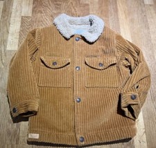 Zara Boys Broen Tan Cord Jacket Coat Borg Cream Lining 3-4 Years Used