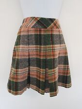 Vintage Skirt Mini Kilt Wool Blend Pleated Short Retro Size 10 Lined Black Orang