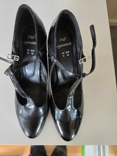 Patent black bar heeled - black, shoe