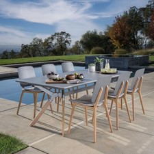 Outdura Costco 7 Piece Garden Furniture Set Dining Table Chairs 6 Seater Grey