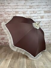 Vintage Ruffled Parasol Frilly Pagoda Umbrella Frilly Prissy Lady Sissy Brolly