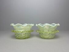 Pair Victorian John Walsh Walsh Vaseline Strawberry Or Sherbet Bowls c1880