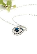 13th Birthday Name & Birthstone Necklace, 13 Charm Silver Necklace Personalised