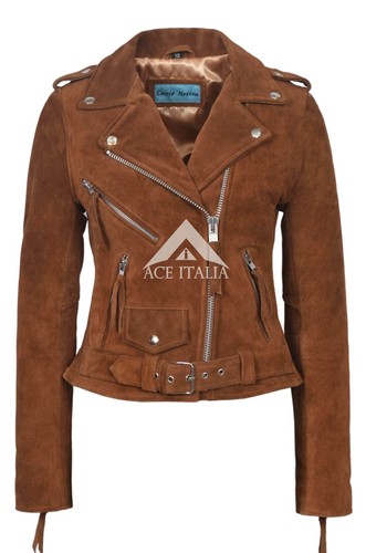 Ladies leather jacket - ladies, tan