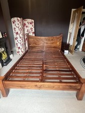 Myakka Double Bed Frame: 100% Sheesham wood (Indian Rosewood) hand waxed finish