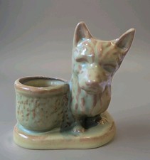 Vintage Glazed Pottery Dog Small  Planter  8 Cm Diameter