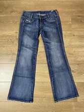 Diesel Ryoth Denim Jeans Low Rise W30 L31 Blue Regular Bootcut Button Fly