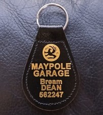 VAUXHALL MAYPOLE GARAGE BREAM DEAN FOIL PRINTED BLACK LEATHER ENGLISH KEYRING