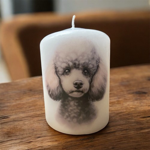 Grey poodle dog candle 8cm - grey,
