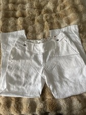 Full Circle women's white linen trousers sz Medium waist 30 inches BNWOT