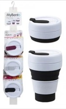 450ml Collapsible Coffee Cup Pop Up Travel Mug & Lid 16oz BPA free Black Large 