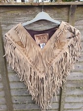 Beautiful Ladies Authentic Western/Mexican Leather Tasselled Cape Size Small