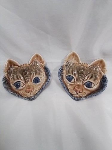 Wade porcelain cat face plates - face,