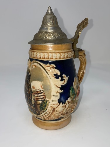 German lidded stoneware beer - stoneware,