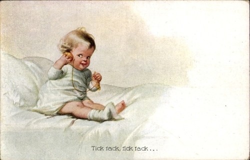 Artist postcard child with - child,