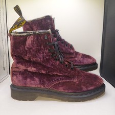 Dr Martens 1460 Castel Mono Purple Crushed Velvet Lace-up Boots UK 6 Eur 39