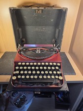Vintage Remington Red Typewriter 1920s 1930s  With Case