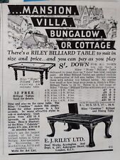 M71-9  Ephemera  1930s Advert Riley Snooker Tables E J 