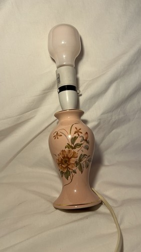Vintage pink floral lamp - floral, cute