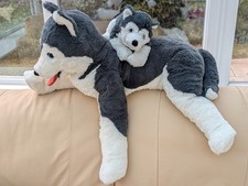 Ikea Livlig Husky Dog Big & Small Puppy Soft Toy Cuddly Teddy Stuffed animal (b)