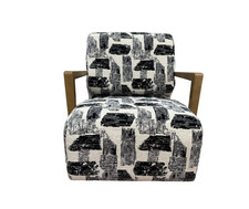 Lyla accent chair with swivel base and wooden arms in Maverick mono velvet