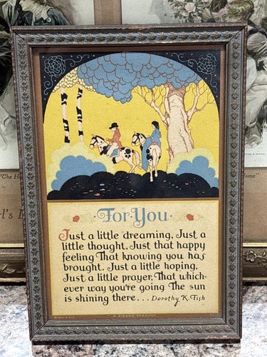 Antique 1926 framed art - antique, deco