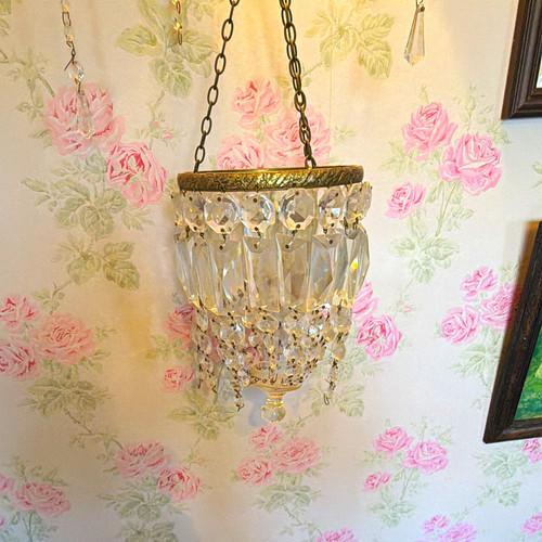 Antique lead crystal - , basket