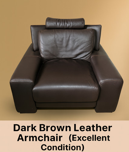 Dark brown leather armchair - dark,