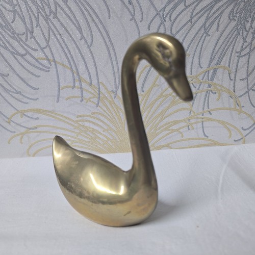 Vintage brass swan figurine - vintage,