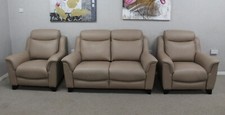 Parker Knoll Manhattan Como Mink Leather Static 2 Seater Sofa & 2 Armchairs